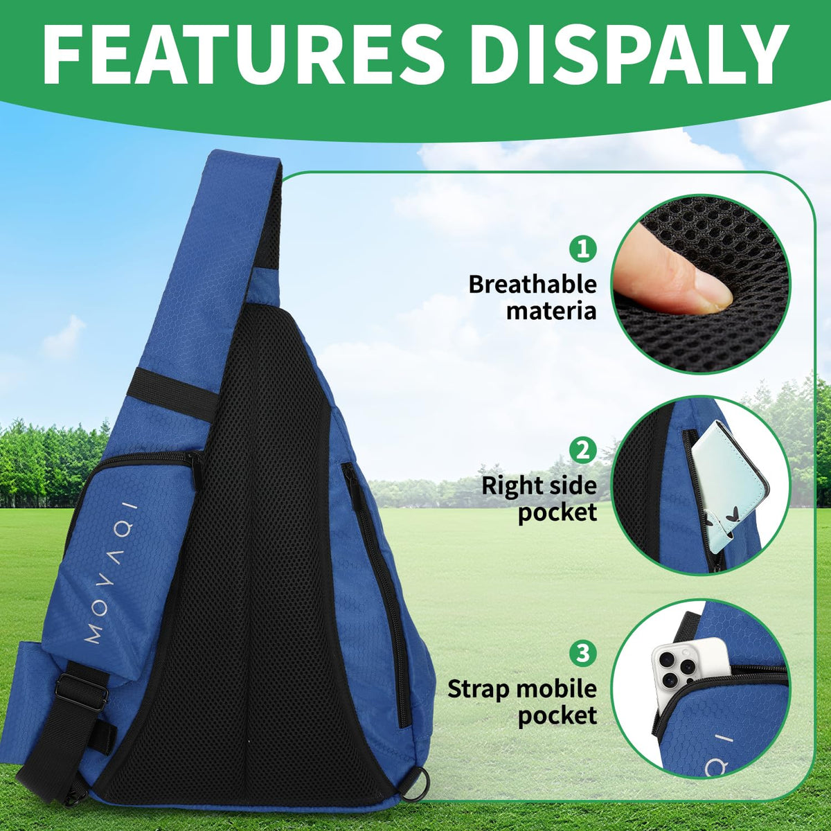 MYQ MOYAQI royal blue bag showcases a sleek, professional on-course look.