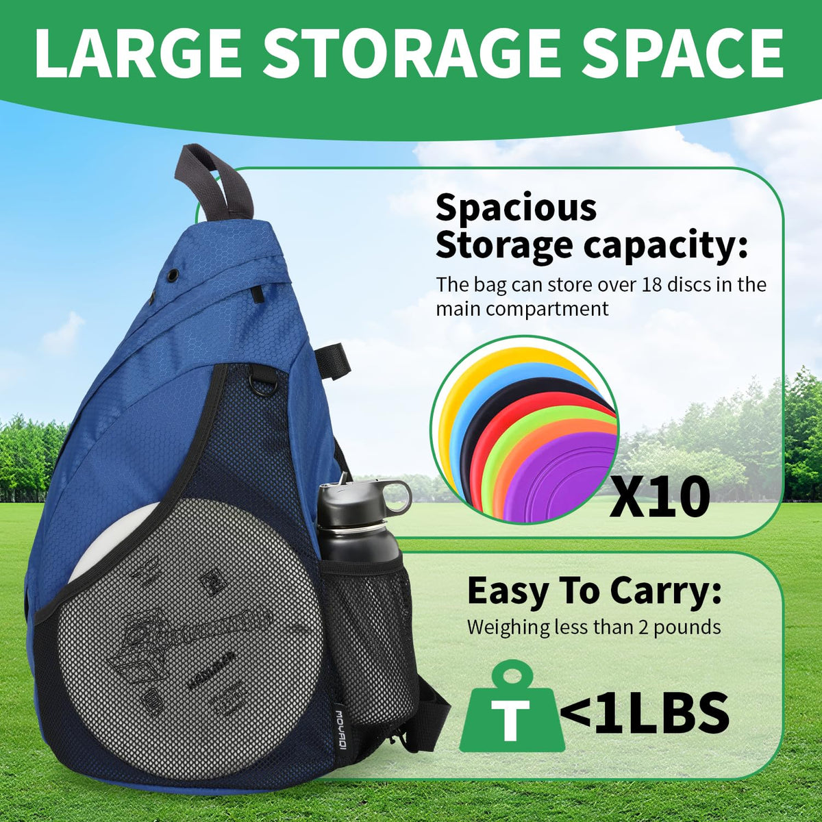 MYQ MOYAQI bag with storage pockets for towels and markers on the course.