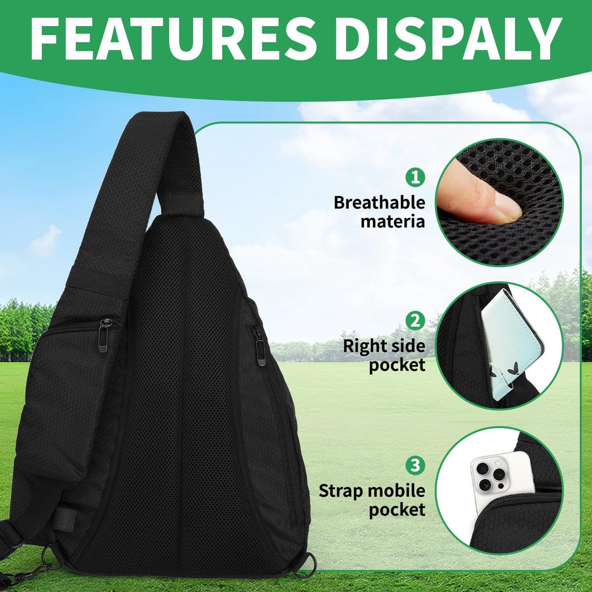 MOYAQI Disc Golf Bag back panel provides comfortable padded support