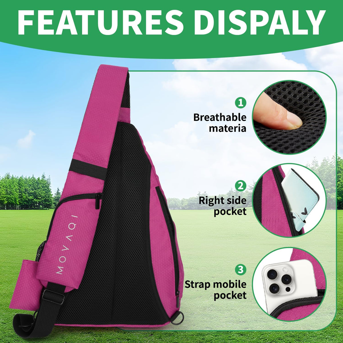 MOYAQI ergonomic strap promotes comfortable carrying over long rounds.