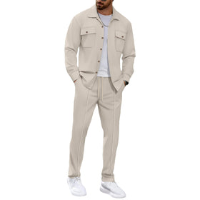 MQUN men's sweatsuits jacket top with waffle plaid fabric for breathable daily wear.