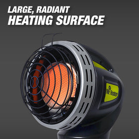 Mr Heater Golf Cart 90-degree tip-over switch safely stops flame on drops.