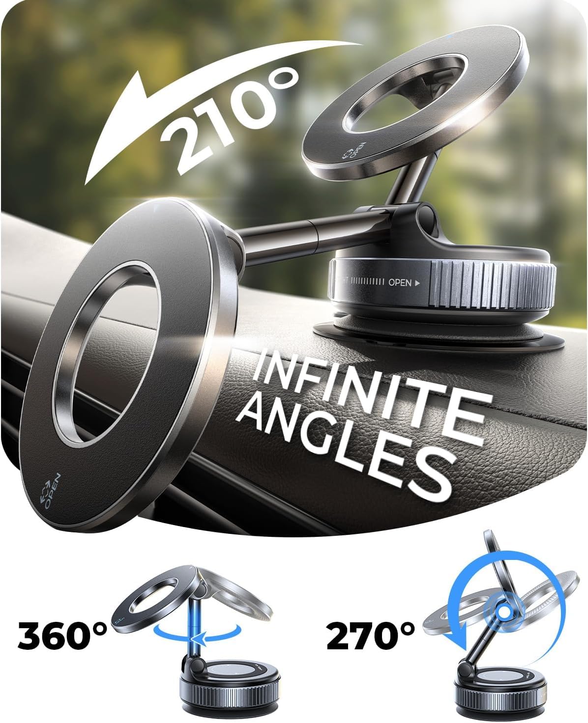 MRGLAS strong suction base keeps devices secure on bumpy roads