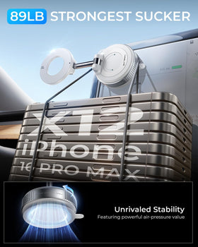 MRGLAS strong suction lock for stable mounting on bumpy roads.