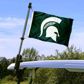 MSU Spartans adjustable bracket mounted on a golf cart frame