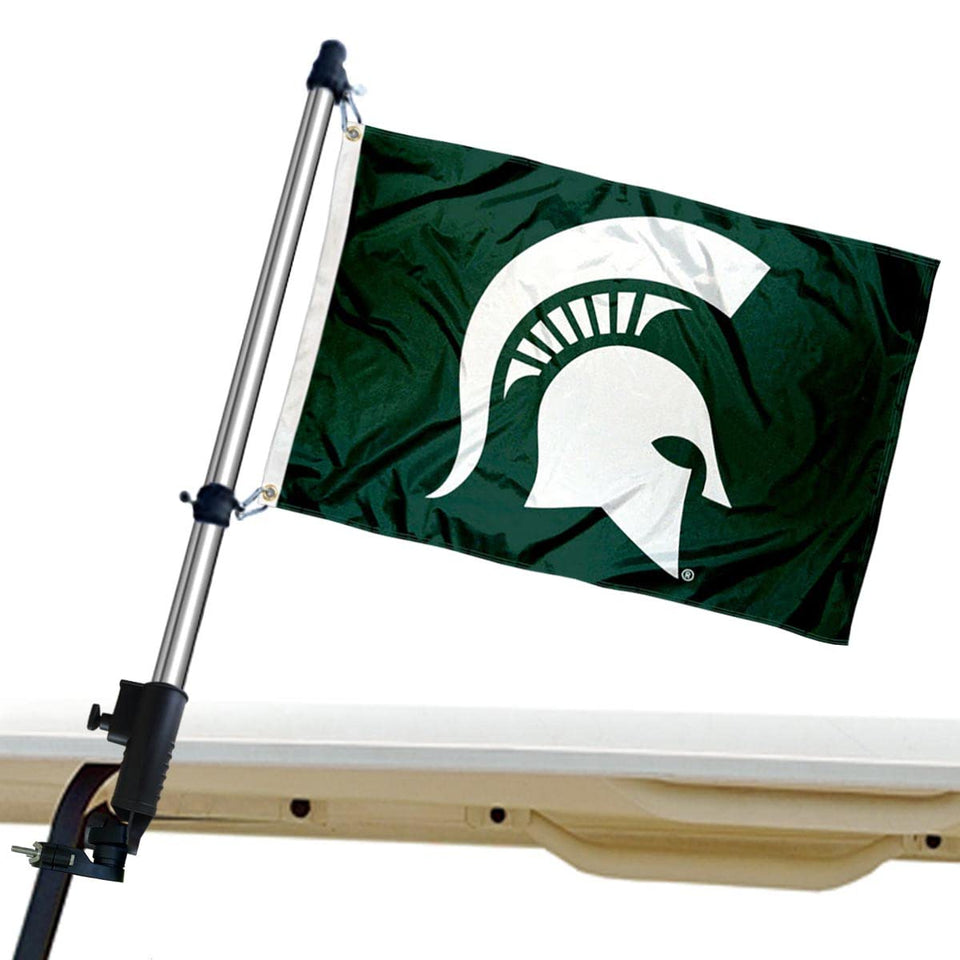 MSU Spartans Golf Cart Flag on a durable pole for outdoor display