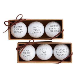 Mud Pie Whos Your Caddy golf ball set packaging display offers a ready-to-gift presentation