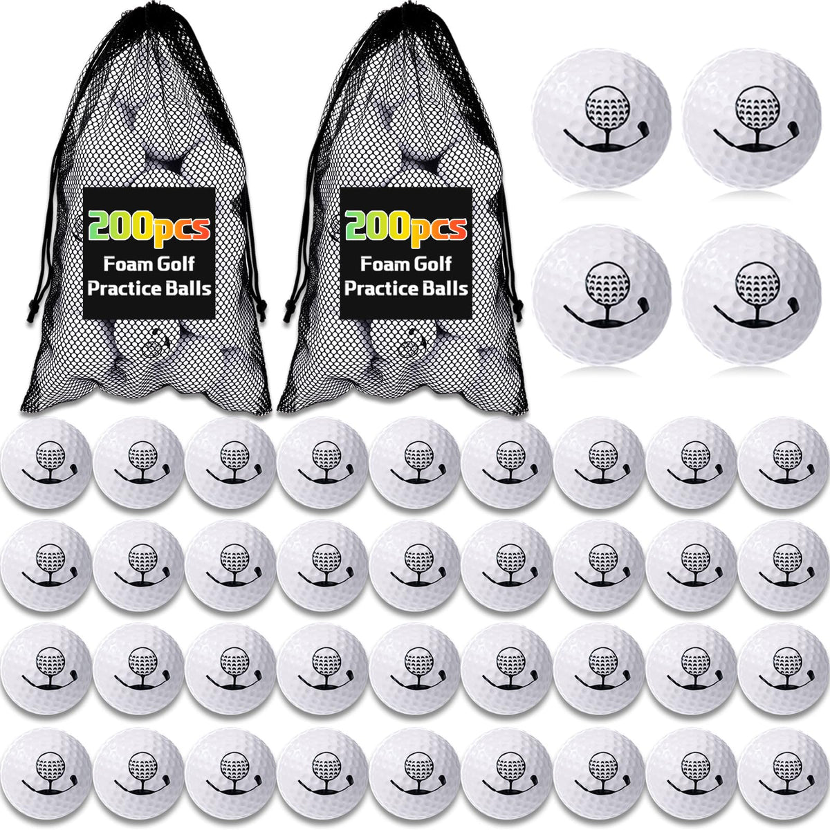 Mudder 200 pcs foam golf balls bulk for safe backyard practice and family play