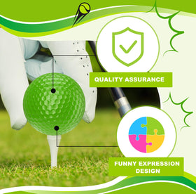 Mudder green emoticon golf ball, clear tracking during sessions.