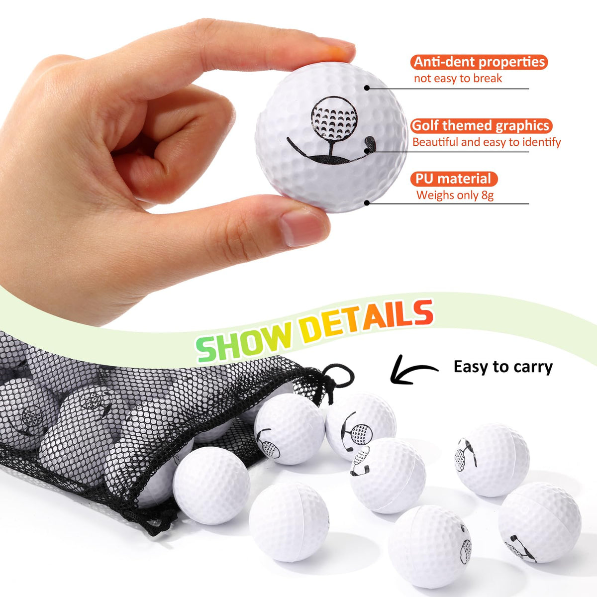 Mudder foam golf balls for indoor outdoor practice anytime anywhere