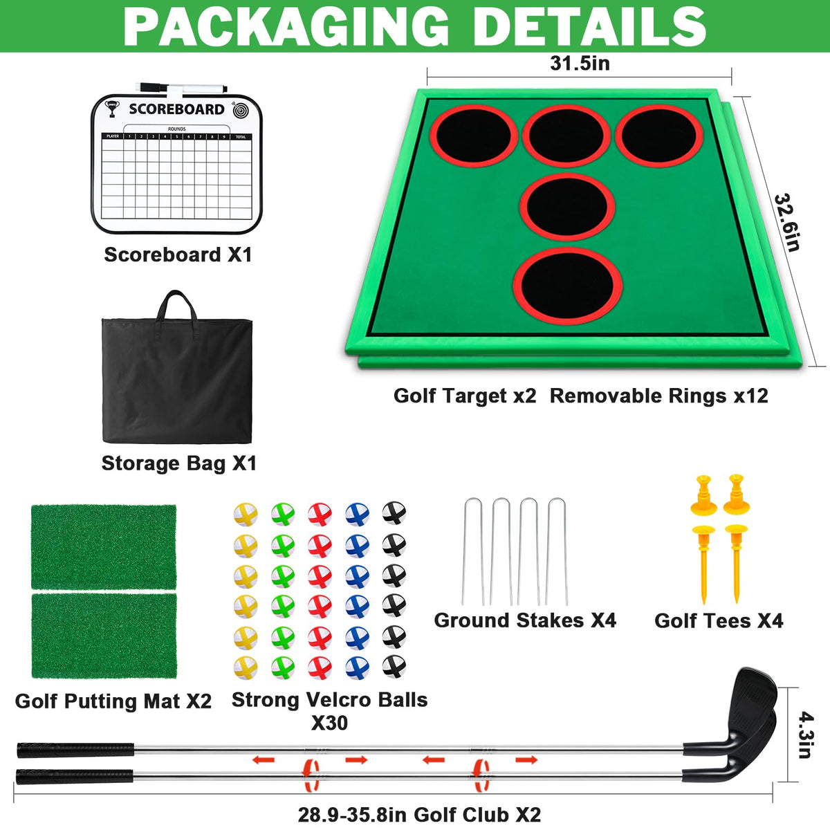 Mukum 2Pack Golf Balls and Clubs ready for indoor outdoor play