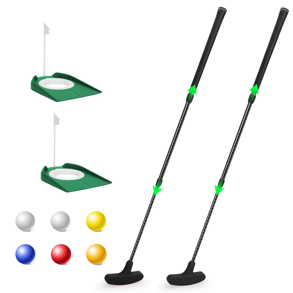 MultiOutools golf putter two-pack black closeup showing durable aluminum shafts for long-lasting use