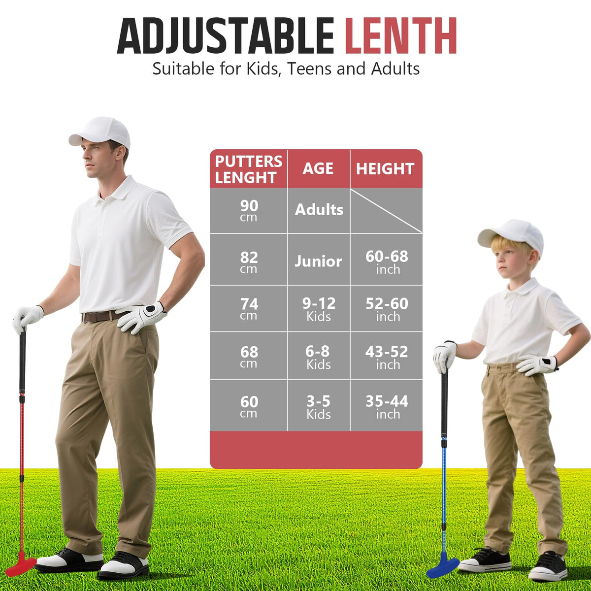 MultiOutools adjustable-length putter adapts from 23.6 to 35.4 inches.