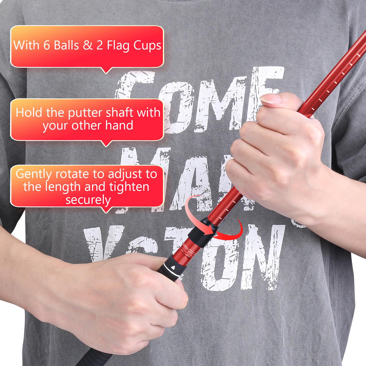 MultiOutools aluminum shafts with silicone coating and ergonomic grip for stable control.