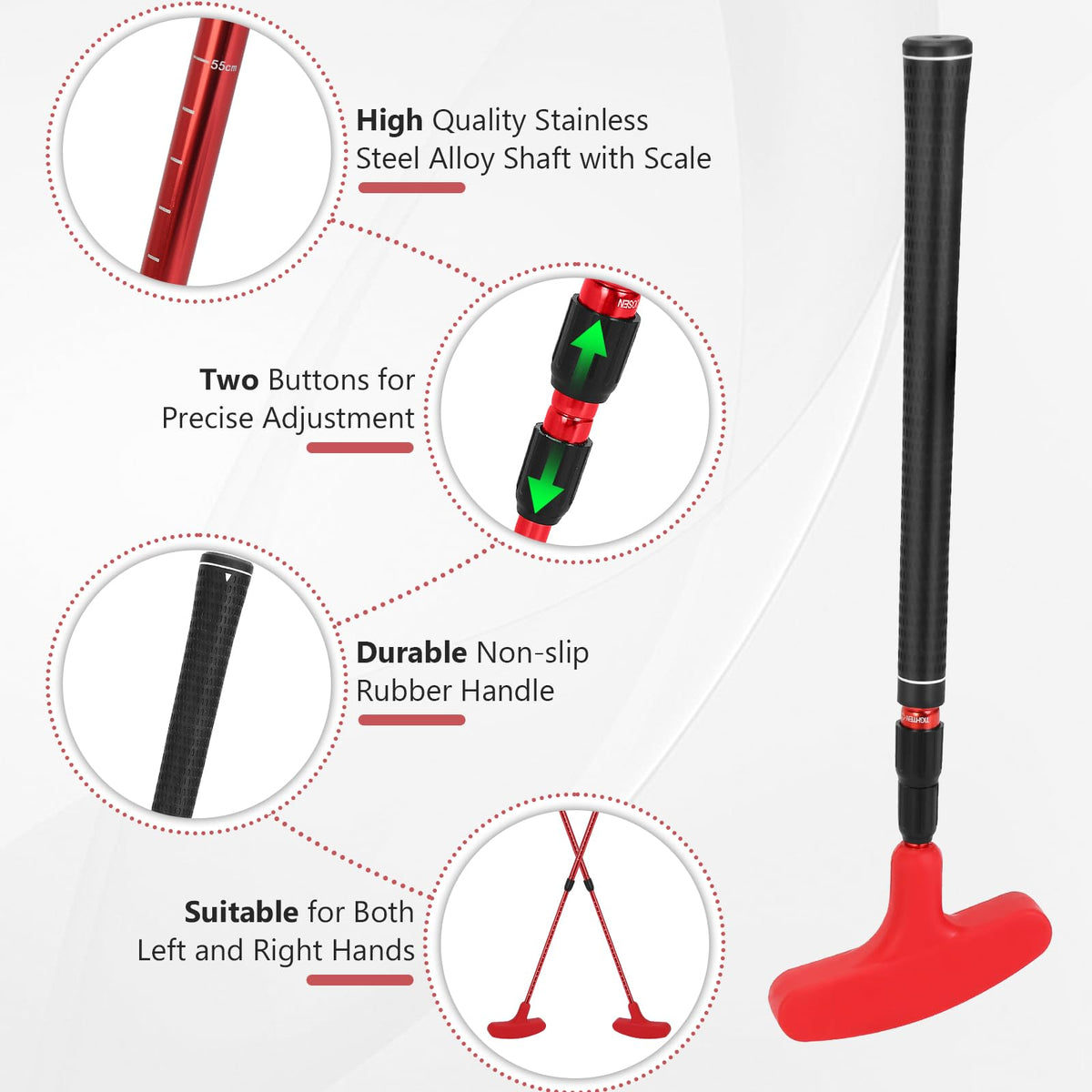 Portable practice putter from MultiOutools weighing 0.8 lb for easy transport
