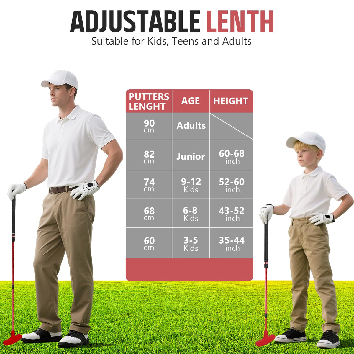 Premium aluminum shafts on MultiOutools putters with durable build