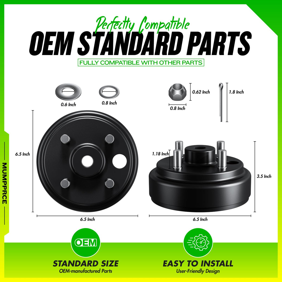MUMPPRCE high-compatibility brake drum hub suitable for 1982 onward EZGO TXT PDS