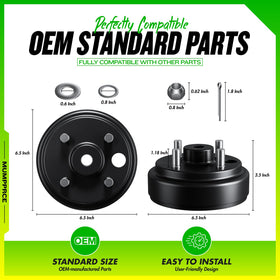 MUMPPRCE high-compatibility brake drum hub suitable for 1982 onward EZGO TXT PDS