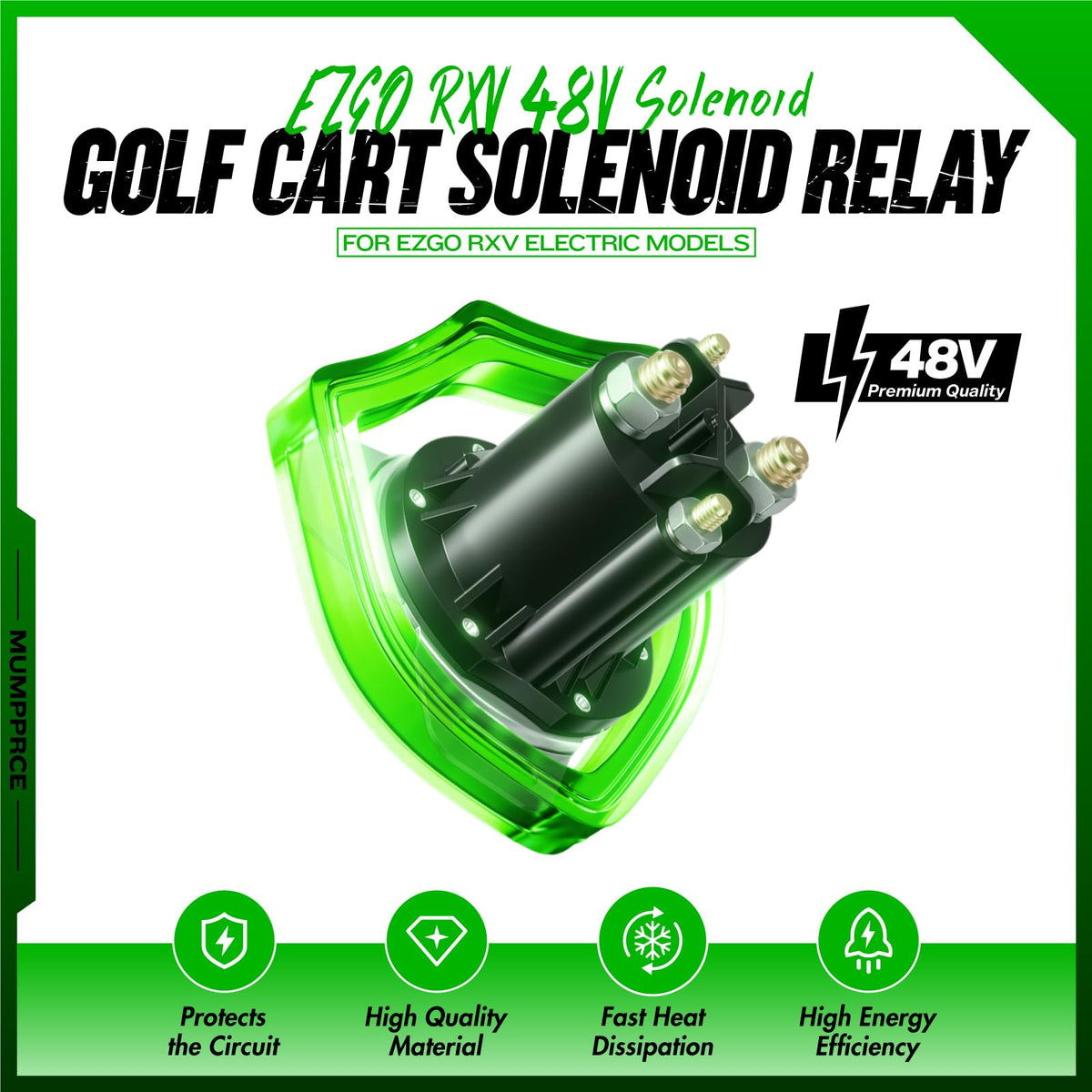 MUMPPRCE EZGO RXV solenoid relay back view showcases weatherproof housing