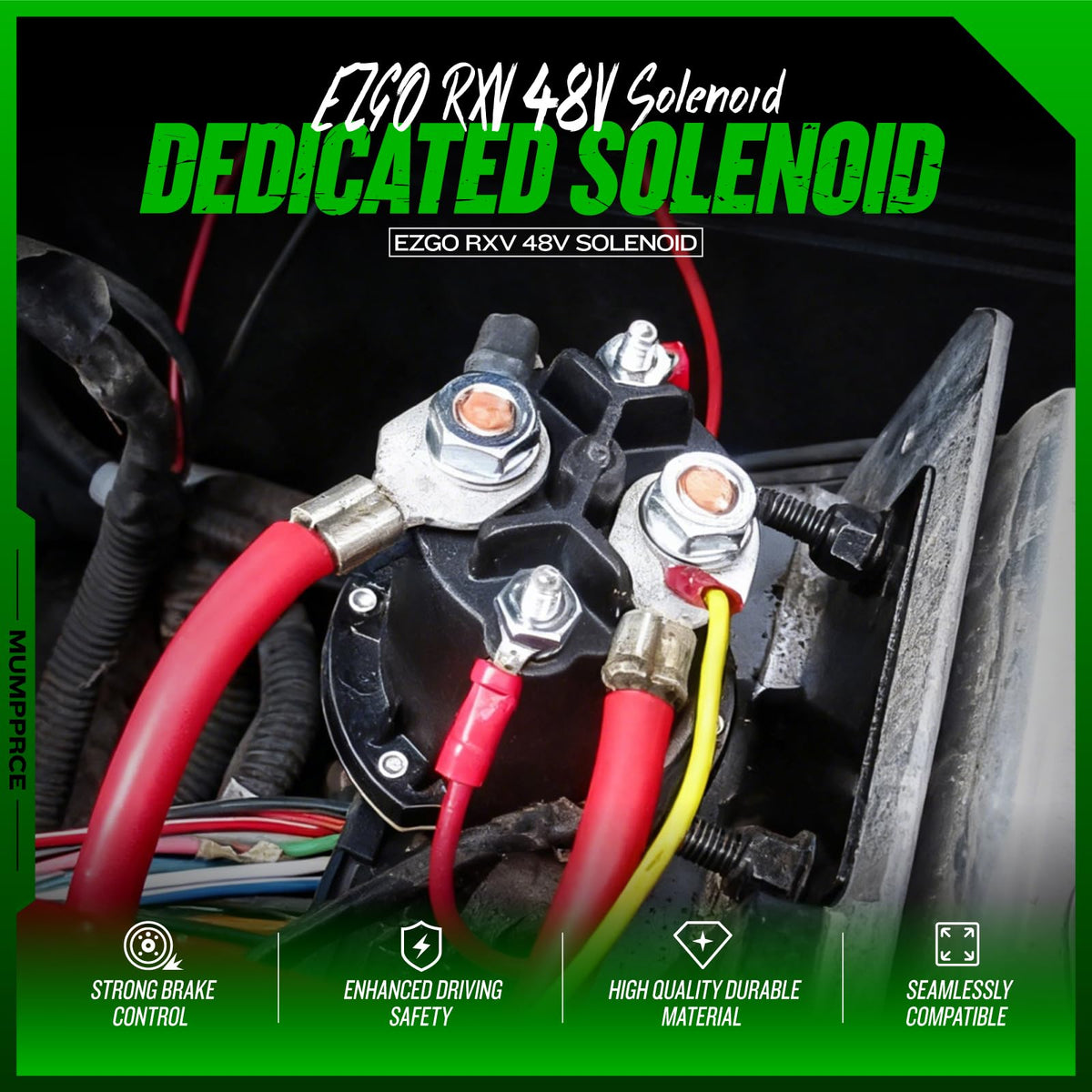 MUMPPRCE 48V RXV solenoid relay installed on cart for consistent operation