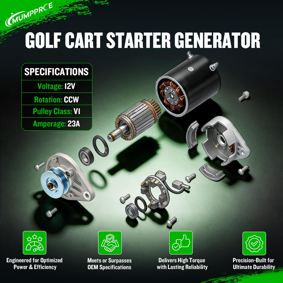 MUMPPRCE Bobcat UTV starter with pulley focus for durability