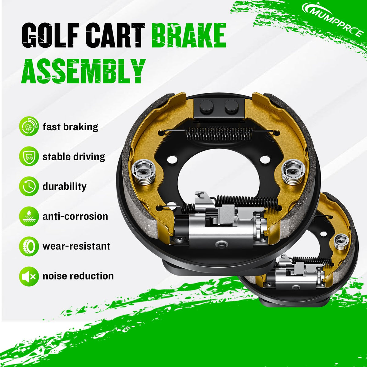 MUMPPRCE EZGO brake shoes close-up for smooth braking