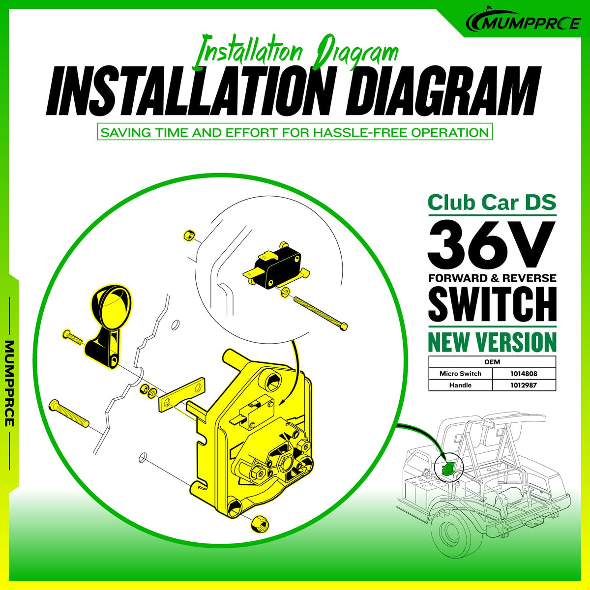 MUMPPRCE complete installation kit with switch, handle, and screws.