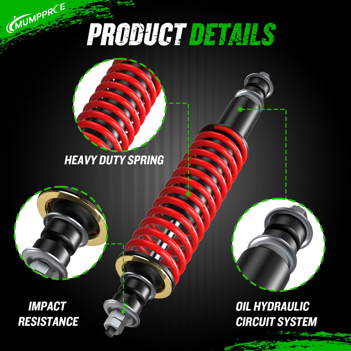 Complete MUMPPRCE EZGO shock kit with bushings for easy installation.