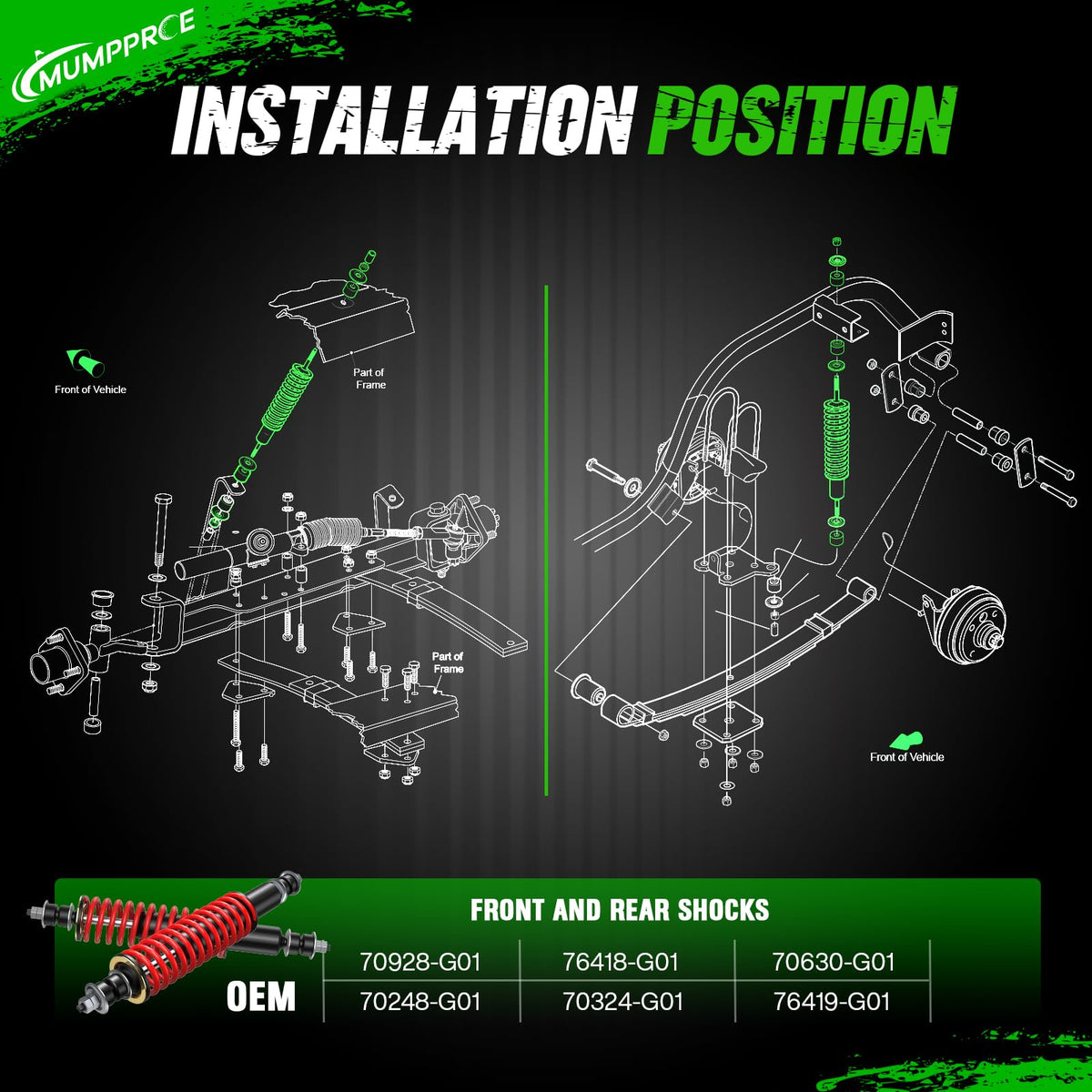 MUMPPRCE EZGO Medalist compatible shock for front or rear mounting.
