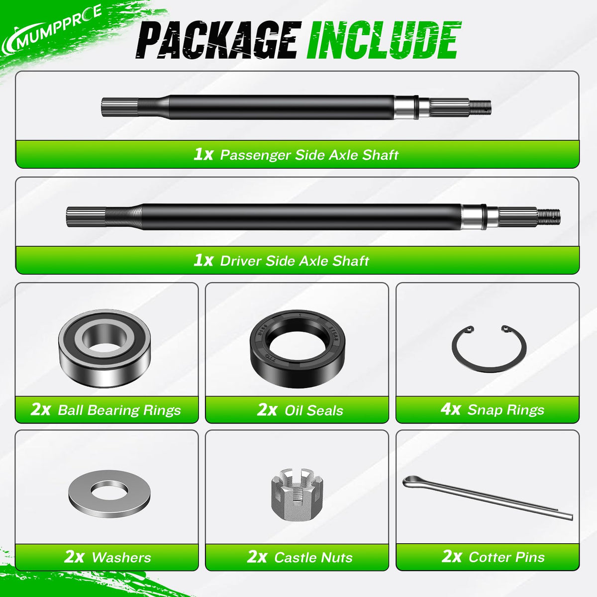MUMPPRCE EZGO rear axle seal and hardware pack simplifies maintenance.