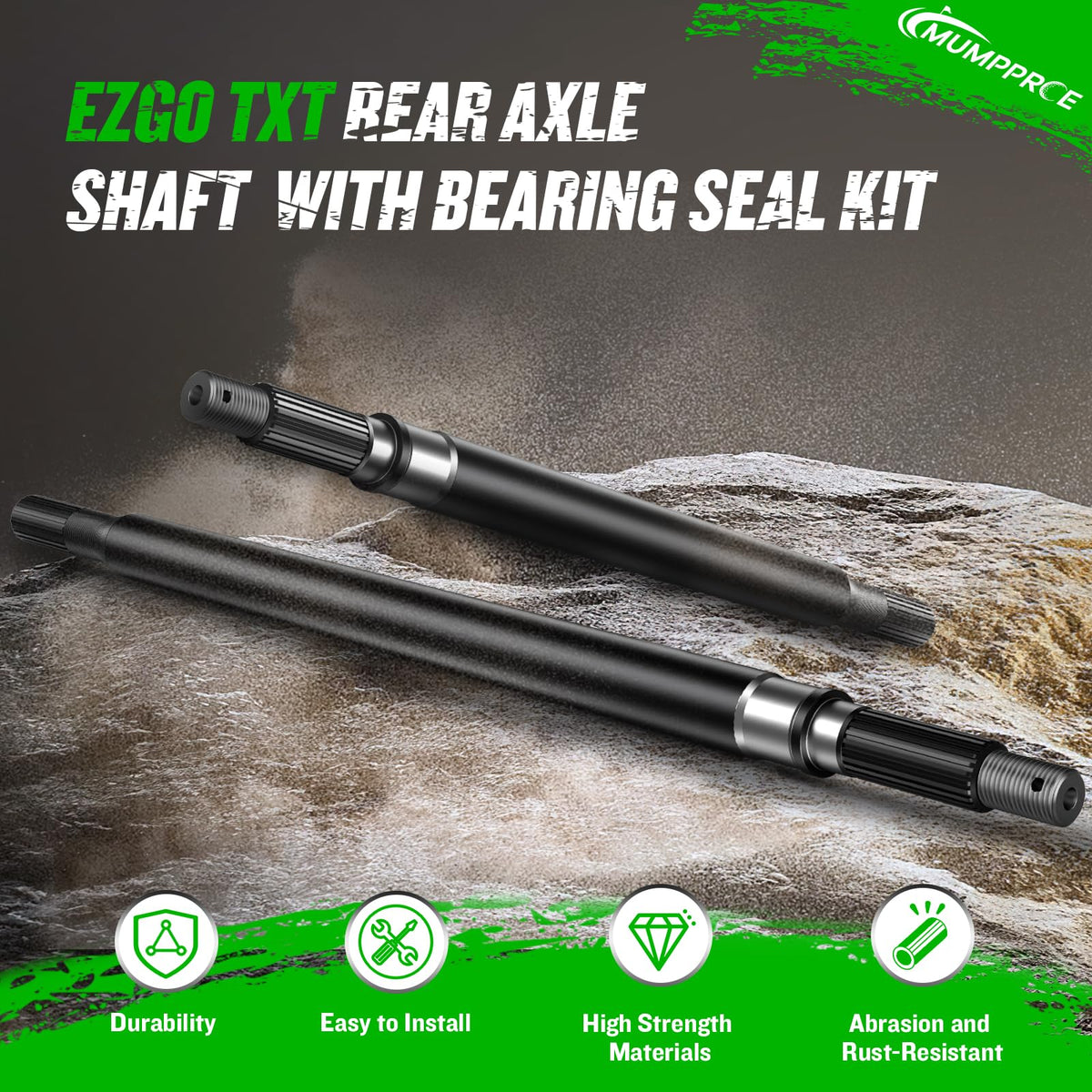 MUMPPRCE EZGO rear axle shaft passenger side with OEM 20377G12 ensuring proper alignment.