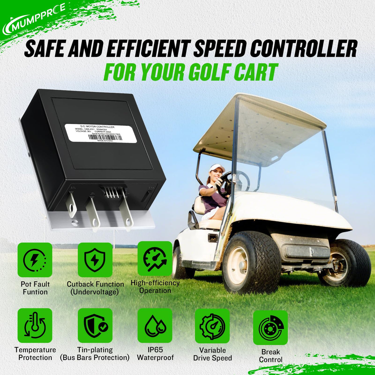 MUMPPRCE EZGO speed controller side profile showing durable aluminum design