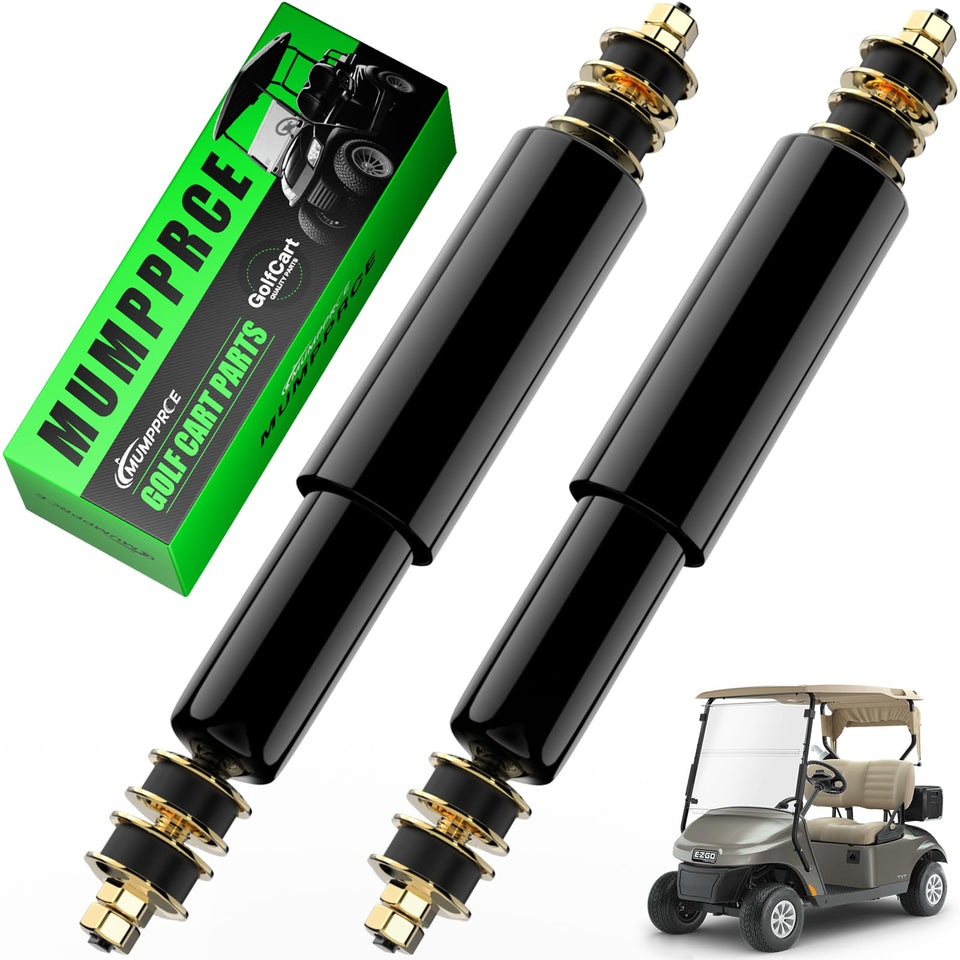 MUMPPRCE EZGO TXT front shock showing enhanced ride comfort on rough terrain