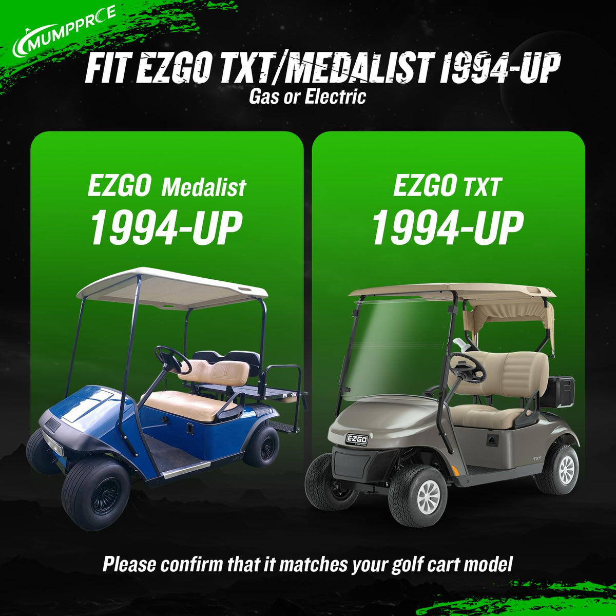 MUMPPRCE EZGO TXT shock extenders in red for lifted carts.