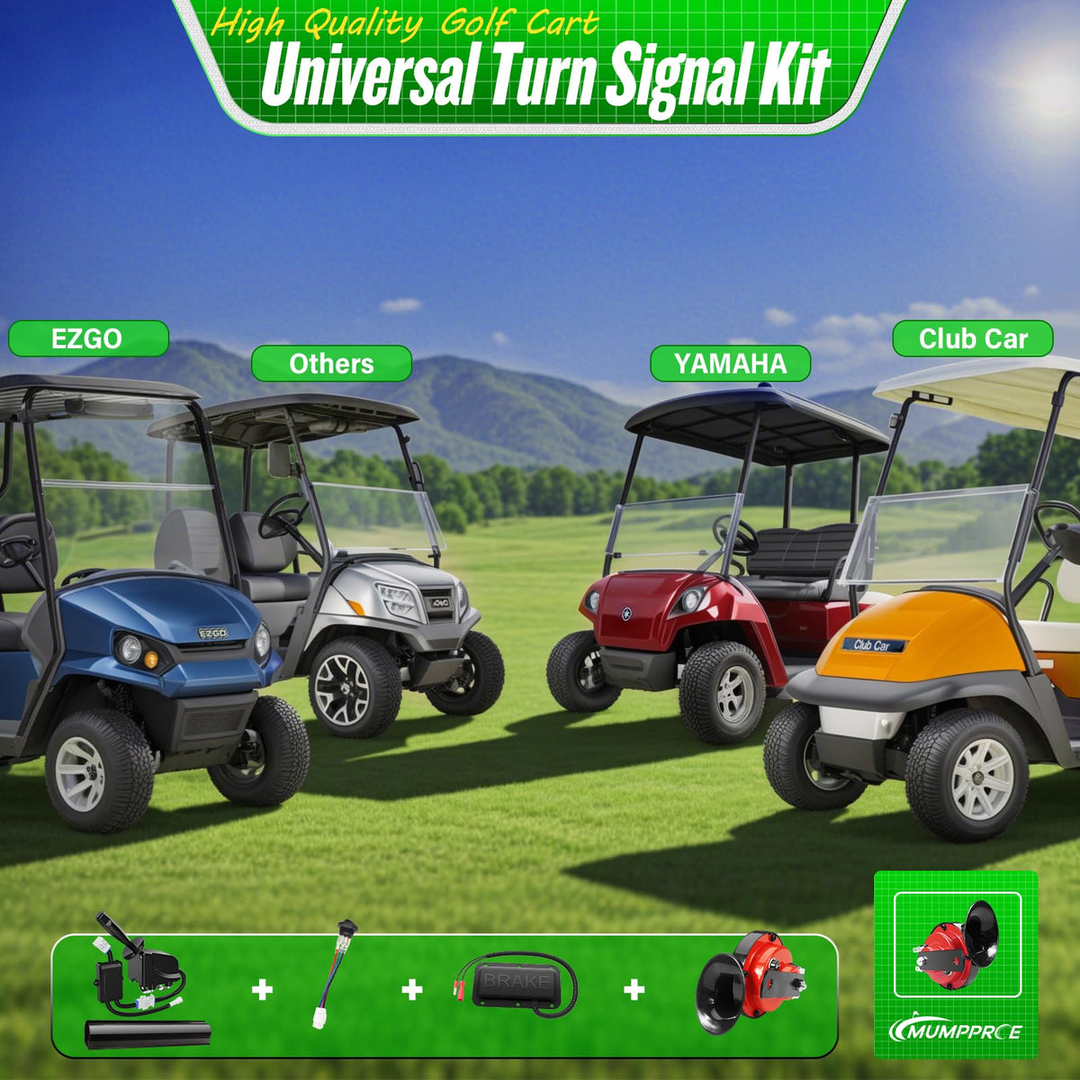 MUMPPRCE golf cart horn delivers audible alerts to pedestrians