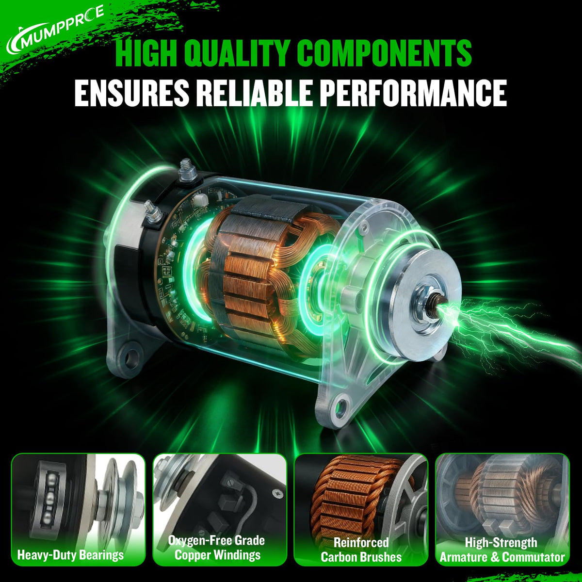 MUMPPRCE Kawasaki FE-series starter, side view, robust build