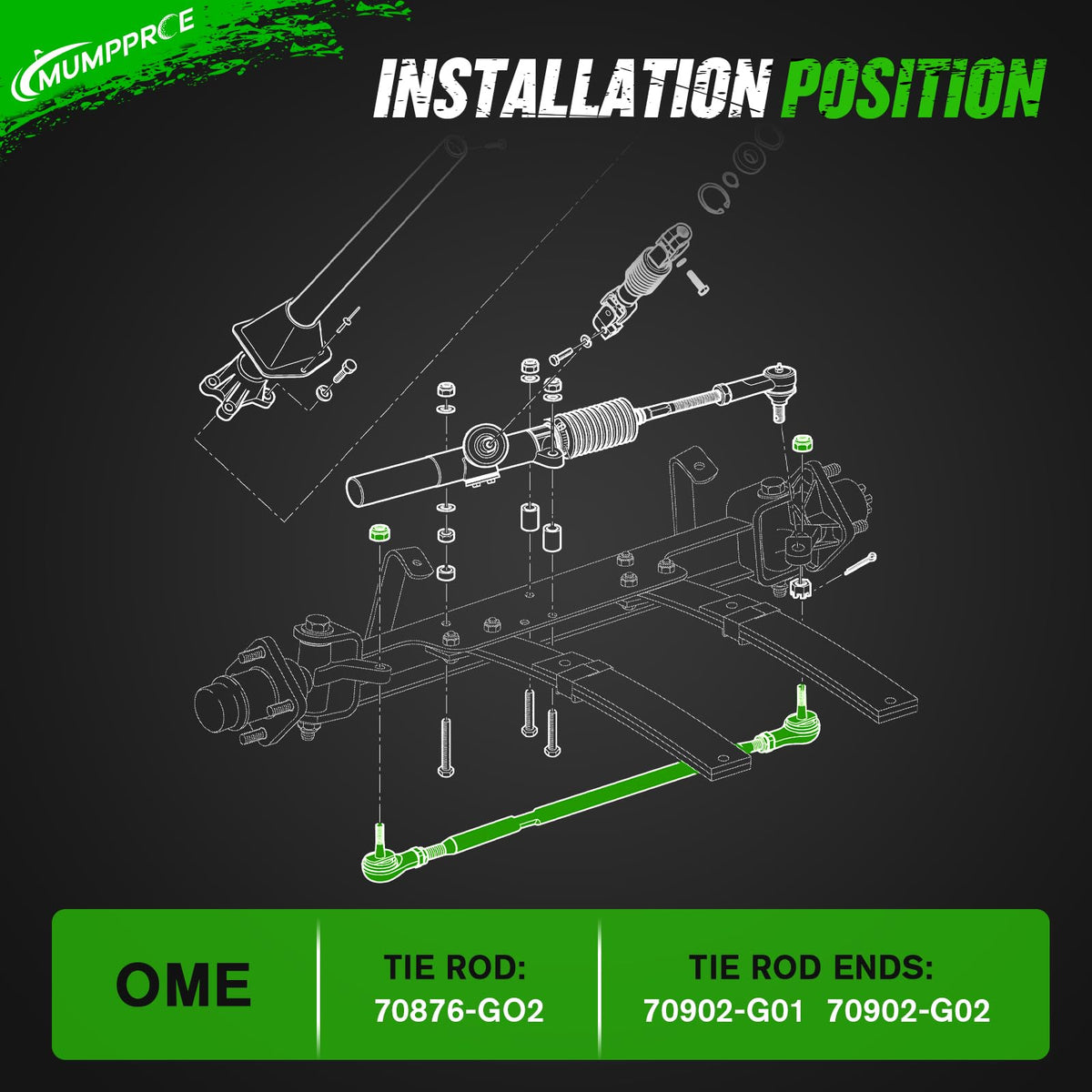 MUMPPRCE kit packaging shows complete EZGO tie rod assembly