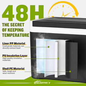 MUMPPRCE polypropylene insulation preserves cooling and food warmth.