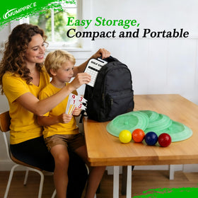MUMPPRCE Putt-Putt indoors-outdoors setup fits both living room and patio.