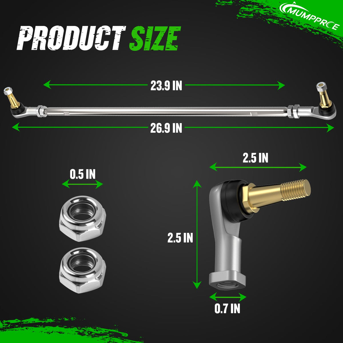 MUMPPRCE left-thread tie rod end for EZGO TXT compatibility