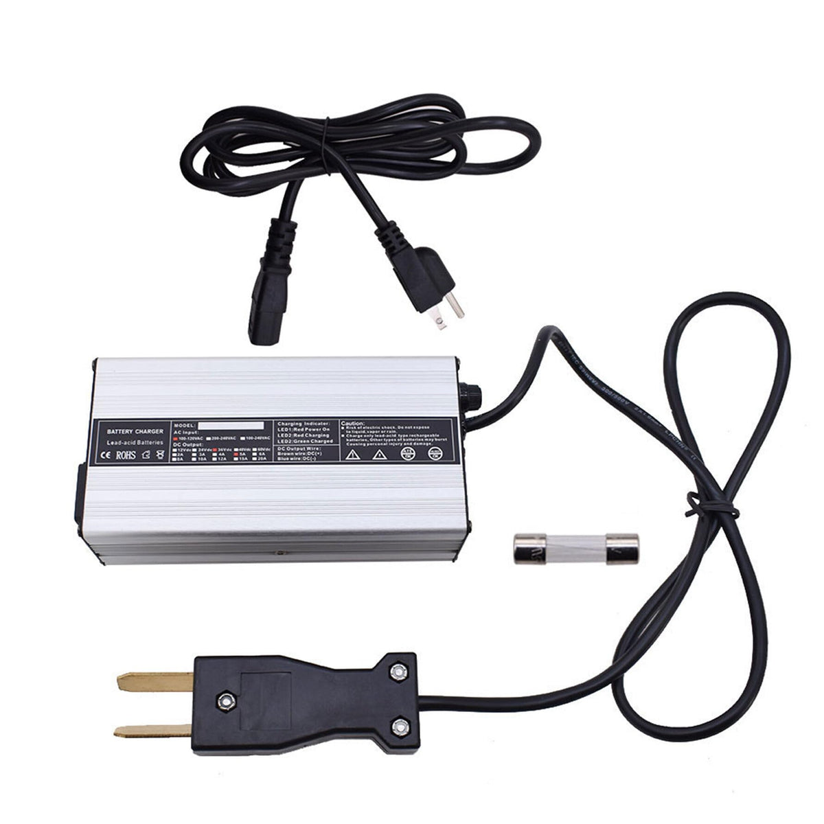 Munirater 36V golf cart charger display shows real time charging status