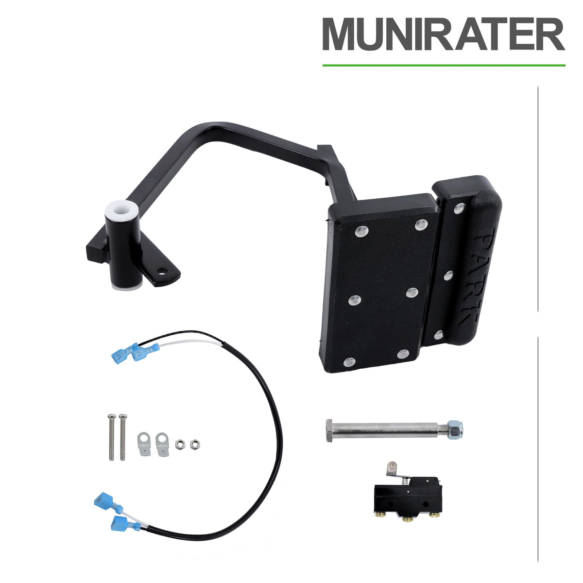 Munirater brake pedal mechanism closeup highlighting iron construction.