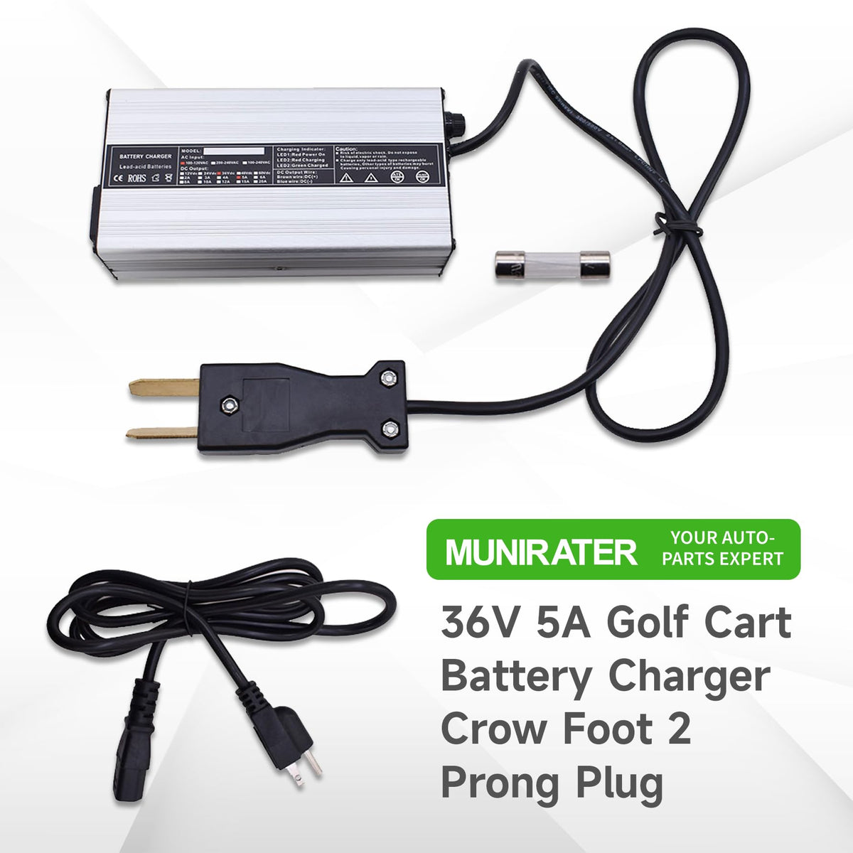Munirater crow foot 2 prong plug replacement for Club Car, fits securely