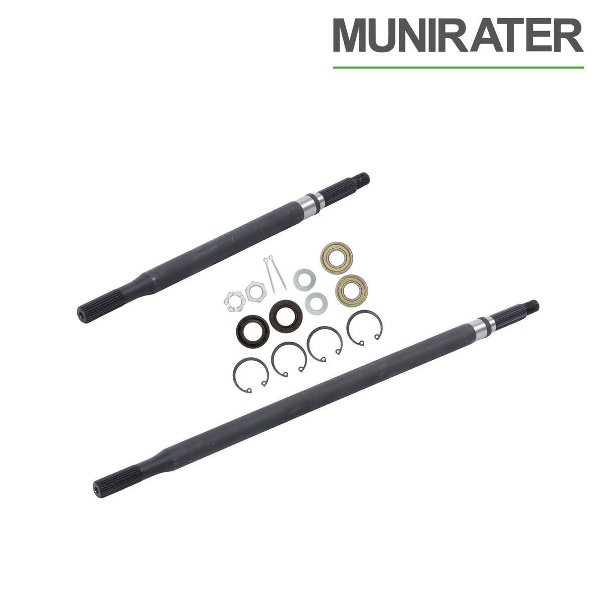 Munirater packaged rear axle shaft kit ready for quick installation