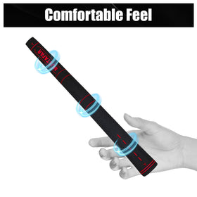 MUSTAFAR red grip close-up, soft-touch feel for fatigue reduction.