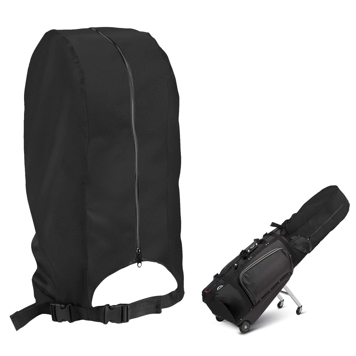 Mutushi Golf Bag Rain Cover with front zipper for quick club access
