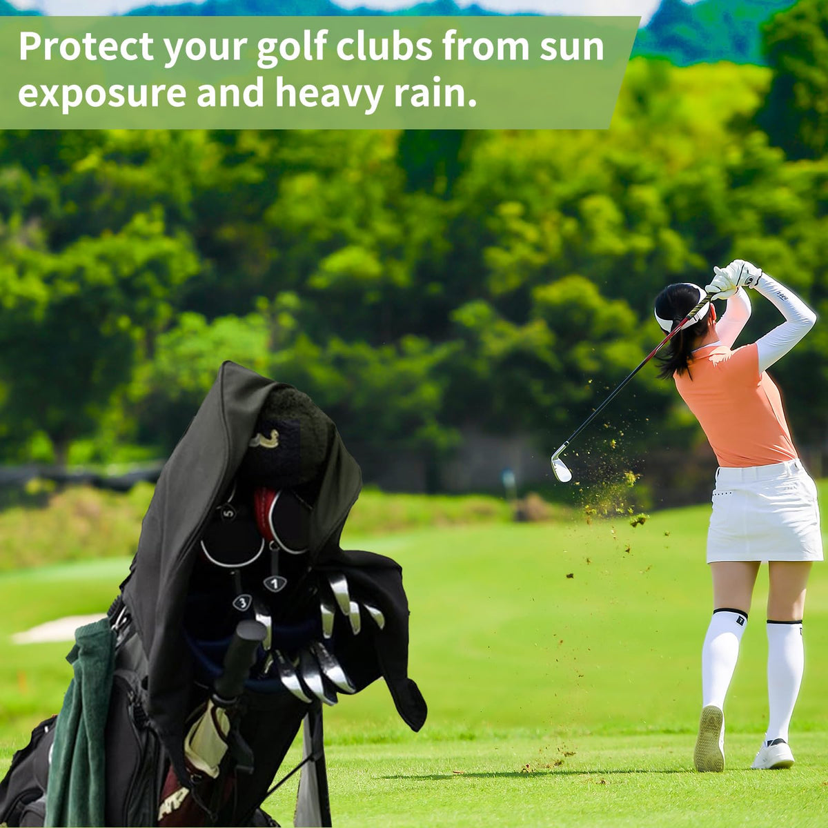 Mutushi rain cover travel-ready for on-the-go golfers