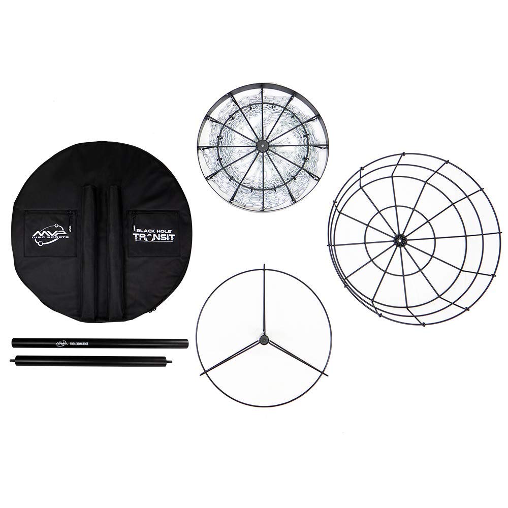 MVP Disc Sports Black Hole Lite 24-Chain Basket transit-bag image highlights easy transport for outings