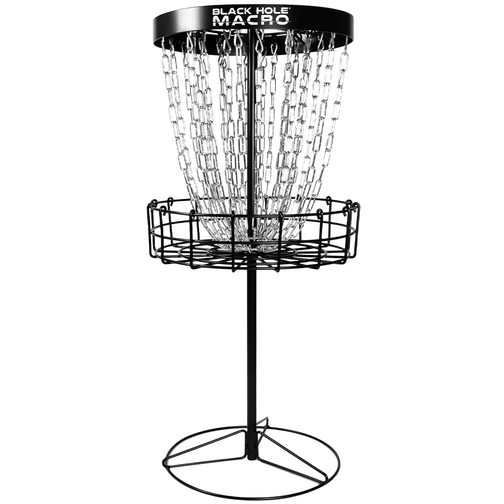 MVP Disc Sports Black Hole Macro Mini Basket during quick assembly for practice