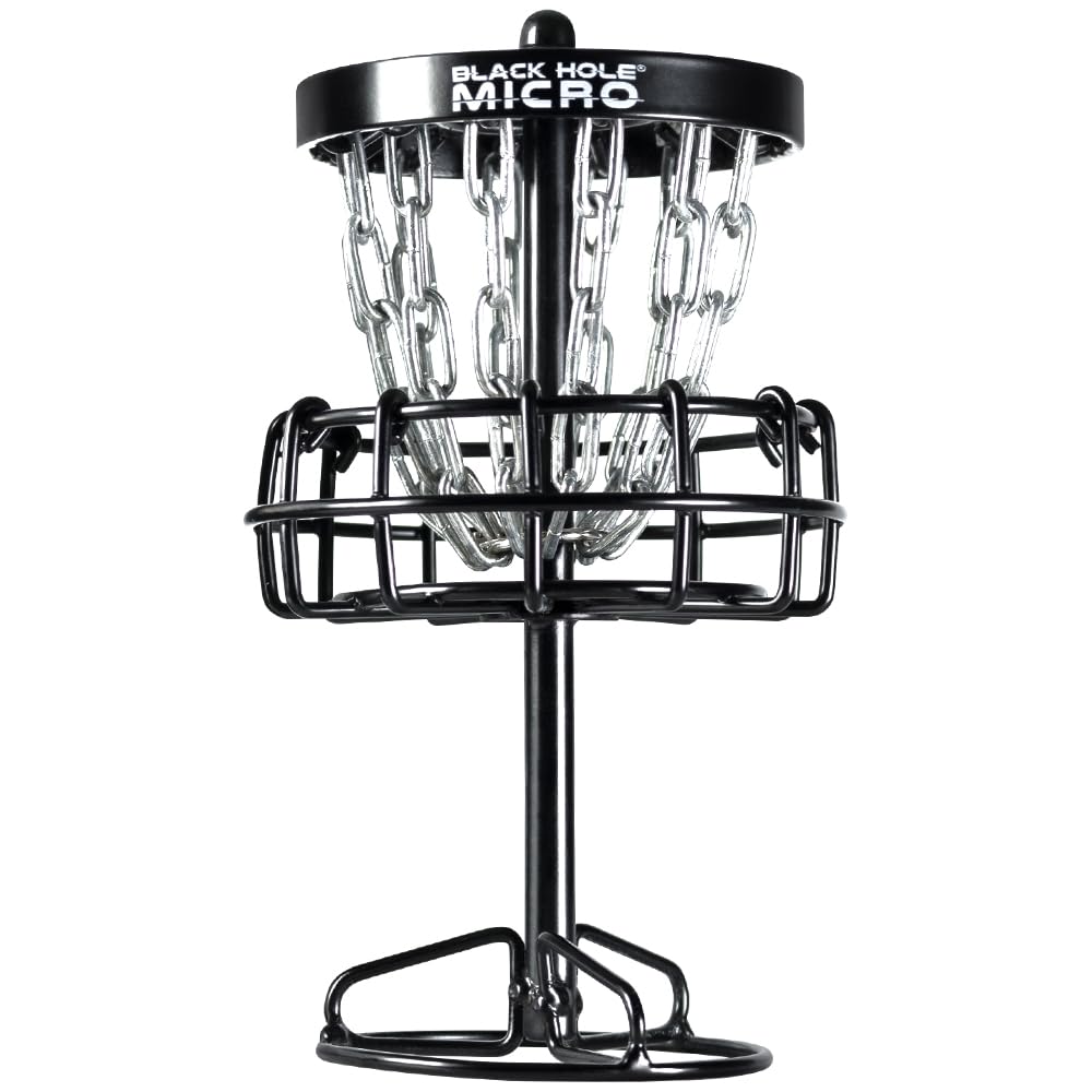 MVP Disc Sports Black Hole Micro Disc Basket 6inch stand for compact indoor practice.